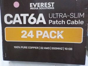 Everest CAT6A Ultra Slim Patch 24 pack Cables