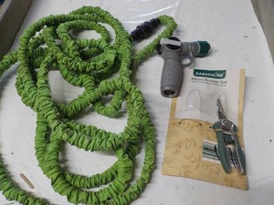 Garden Hose, Pruner and Nozzle