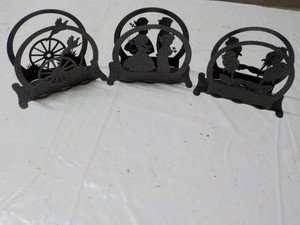 3 Metal Napkins Holders- variety of cut out designs