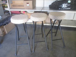 (BSB) 3 Portable Folding Stools with Padded Fabric Seats 30 12 Tall