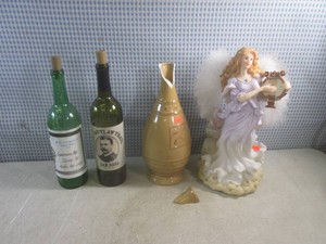 (BR3) Angel Figure, Broken Vase and 2 Lightup Bottles