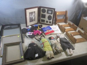 (EW5) Lot of Misc - Vintage Dolls, Picture Frames, Disney Mouse Ears and Other Misc
