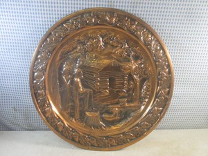 (EW1) Vintage Embossed Copper Wall Hanging Decor 20