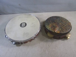 (CSB) Meinl 12 Wood Pandeiro and Remo 9 Riq Frame Drum - Both As-Is  Both Have Issues, Missing Parts  For Parts or Repair