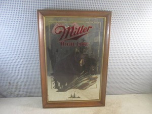 (A-4) Vintage Miller High Life Wildlife Series The Black Bear Framed Mirror 15 12 x 22 12