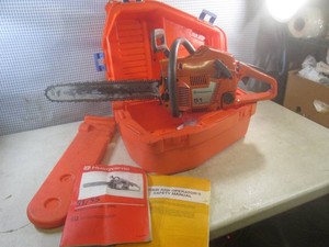 (F-0) Husqvarna 51 Air Injection Chainsaw with Extra Chain and Manuals in Case