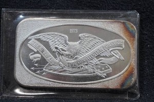 1973 United States Silver Constitution 1 Ounce Silver Bar