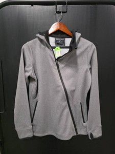 Holloway Ladies Gray Hooded Asymmetric-Zip Jacket - Size S
