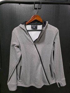 Holloway Ladies Light Gray Hooded Asymmetric-Zip Jacket - Size M
