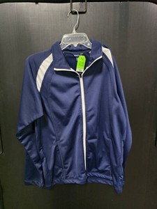Sport-Tek Youth NavyWhite Full-Zip Track Jacket - Size L