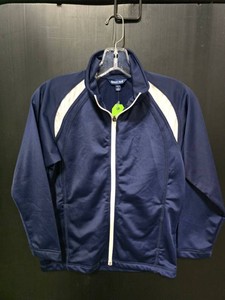 Sport-Tek Youth NavyWhite Full-Zip Track Jacket - Size S
