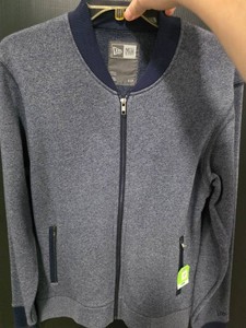 New Era Heather Navy Zip Bomber Jacket - Size S