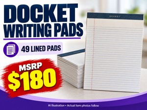 MSRP $180 NEW DOCKET LINED WRITING PADS, LOT OF 49 - RULED PAPER FOR NOTES, LISTS, MEETINGS &amp EVERYDAY OFFICE OR CLASSROOM WRITING