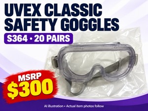 MSRP $300 20 NEW IN BOXES HONEYWELL UVEX UVEXTREME ANTIFOG COATING CLEAR HIGH IMPACT PROTECTOR SAFETY GOGGLES, MODEL S364, 20 PAIRS - CLOSED-VENT PROTECTIVE EYEWEAR FOR WORKPLACE &amp FACILITY
