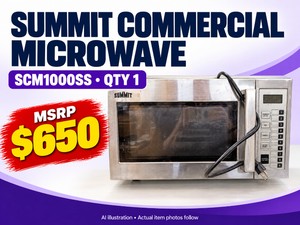 MSRP $650 SUMMIT COMMERCIAL STAINLESS STEEL MICROWAVE OVEN, MODEL SCM1000SS - COUNTERTOP FOOD HEATING FOR BREAKROOMS, OFFICES &amp FOOD-SERVICE SPACES - GREAT WORKING CONDITION
