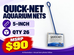MSRP $90 NEW 26 QUICK-NET AQUARIUM NETS, 5-INCH SIZE, QTY 26 - HANDHELD NETS FOR MOVING FISH &amp REMOVING FLOATING DEBRIS DURING AQUARIUM MAINTENANCE