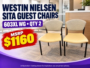 MSRP $1,160 HIGH QUALITY WESTIN-NIELSEN HEAVY DUTY PLUS SIZE GUEST CHAIRS, QTY 2 - MATCHING SEATING FOR RECEPTION AREAS, WAITING ROOMS &amp OFFICE VISITORS - GREAT CONDITION
