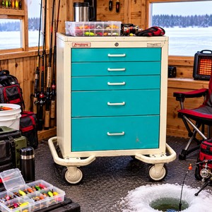 MSRP $2800 HEAVY DUTY ARMSTRONG STEEL A-SMART 5 DRAWER ROLLING STORAGE &amp ORGANIZER CART, GARAGE TOOLS, WORKSHOP PARTS, CRAFT STUDIO, SALON, TATTOO, FISHING TACKLE, MEDICAL &amp VETERINARY SUPPLIES, GREAT CONDITION