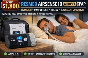 MSRP $2,500 RESMED AIRSENSE 10 AUTOSET AUTO CPAP MACHINE wHUMIDAIR HEATED HUMIDIFIER PROFESSIONAL SLEEP THERAPY DEVICE COMPLETE KIT WMASK, HOSE, CARRY BAG, RESERVOIR, MANUAL, NEW FILTER & POWER SUPPLY - EXCELLENT WORKING CONDITION