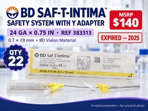 MSRP $140 BD SAF-T-INTIMA SAFETY SYSTEM WITH Y ADAPTER, QTY 22, 24 GA x 0.75 IN (0.7 x 19 mm), REF 383313, BD VIALON MATERIAL - EXPIRED