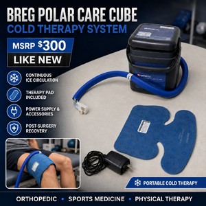 MSRP $300 LIKE NEW BREG POLAR CARE CUBE COLD THERAPY MACHINE WITH THERAPY PAD, POWER SUPPLY &amp ACCESSORIES, CONTINUOUS ICE CIRCULATION SYSTEM FOR POST-SURGERY RECOVERY, ORTHOPEDIC, SPORTS MEDICINE &amp PHYSICAL THERAPY