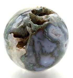 Moss Agate Sphere with Druzy