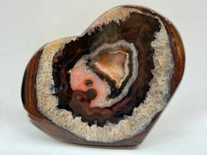 Polished Agate With Quartz Druzy Freeform Heart Specimen