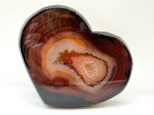 Polished Banded Agate With Quartz Druzy