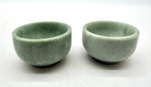Pair of Green Jade Stone Bowls
