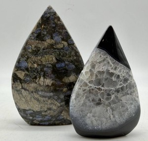 Polished Que Sera Stone & Black Agate With Quartz (Lot of 2)