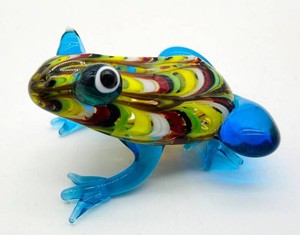 Multicolor Art Glass Frog Figurine