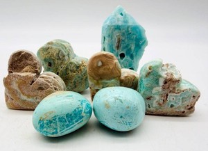 Blue Aragonite Mineral Specimens (Lot of 7)