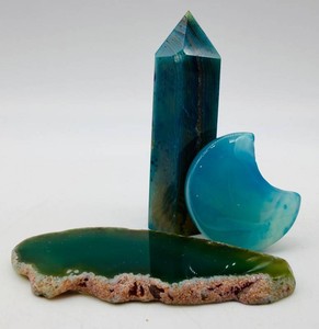 Blue & Green Banded Agate Decor Group - 3 Pieces