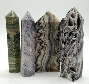 Jasper, Gray Lace Agate & Banded Zebra Calcite Towers (Lot of 4)