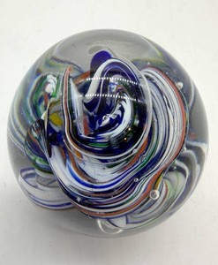 Multicolor Art Glass Swirl Paperweight