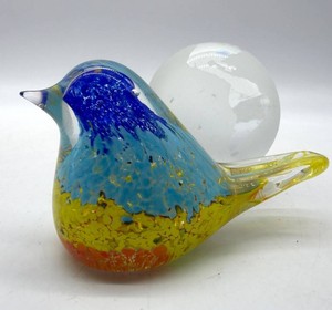Art Glass Bird & World Map Paperweight Mixed Lot