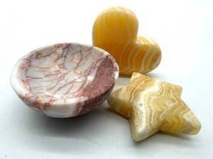 Banded Onyx Carved Hearts, Star & Stone Bowl (Lot of 3)