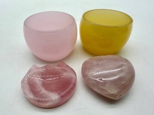 Quartz Bowls, Heart & Cat-Shaped Dish (Lot of 4)