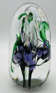 Signed Lucinda Art Glass Paperweight