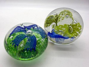 Polish Art Glass Floral Paperweights (Lot of 2)