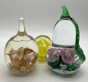 Gibson Glass Floral Paperweights (Lot of 3)