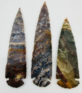 Knapped Stone Arrowheads - Varied Colors (Lot of 3)