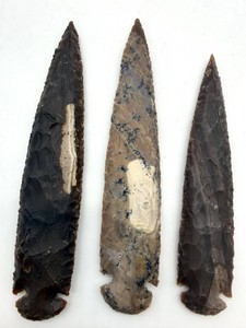 7-Inch Flaked-Stone Arrowheads - 3-Piece Group (Lot of 3)