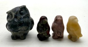 Carved Stone Birds & Owl Sculptures (Lot of 4)