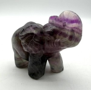 Carved Amethyst or Fluorite Elephant Figurine