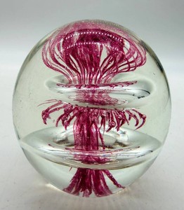 Dynasty Gallery Pink Floral Art Glass Paperweight