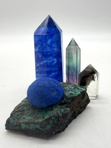 Blueberry Quartz, Fluorite, Azurite & Quartz Mineral Mixed Lot