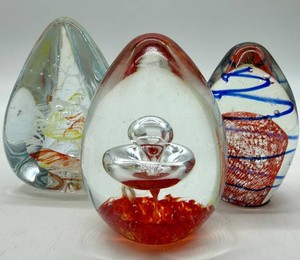 Art Glass Paperweights - Mixed Designs (Lot of 3)