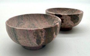 Rhodonite Carved Stone Bowls (Lot of 2)