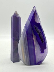 Dyed Purple Agate Quartz Crystal Points - Pair